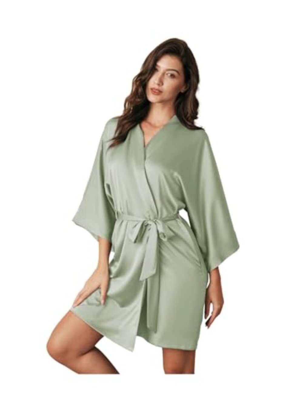 Silk Satin Kimono Robe Short Bridesmaid Wedding Party Loungewear